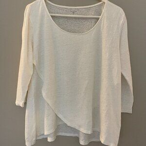 Garnet Hill 100% Organic Linen Ivory colored Jersey style top